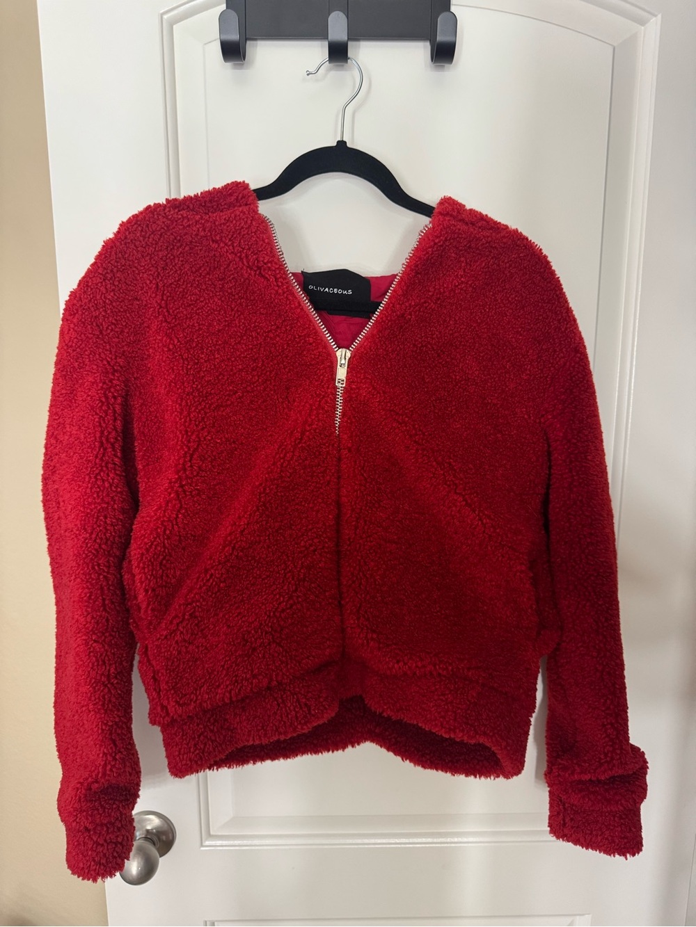 Red Sherpa Zip-Up Jacket